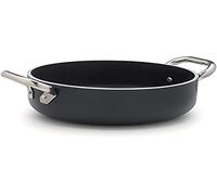 Pentole Agnelli ALSA2106SSPI28 Alblack Casserole Basse en Aluminium, épaisseur 5 mm, Fond de 10 mm, avec 2 poignées en Acier Inoxydable, 28 cm Noir