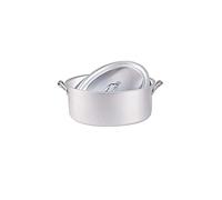 Pentole Agnelli Casserole Ovale avec 2 poignées et Couvercle, en Aluminium BLTF, Mat, Argent, Aluminium, Silver, 28 cm