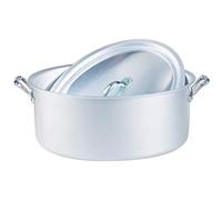 Pentole Agnelli Casserole ovale BLTF 2 poignées et couvercle aluminium mat argent 32 cm