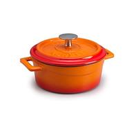 Pentole Agnelli COGHSRP10414O Ustensiles de Cuisson Faitout Slowcook Cast Iron Line Casserole, 14 cm, 0,8 l, Orange