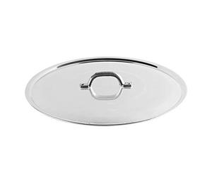 Pentole Agnelli FAMA2930 Flat Lid with Handle, Rim and Bridge, Heavy Type in BLTF Aluminum, Polished Silver, 30 cm