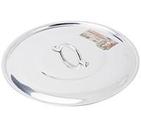 Pentole Agnelli FAMA2932 Flat Lid with Handle, Rim and Bridge, Heavy Type in BLTF Aluminum, Polished Silver, 32 cm