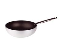 Pentole Agnelli Ligne Aluminium 5 mm Platinum Wok avec Fonds Plan 32 cm Argent