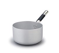 Pentole Agnelli Ligne Aluminium Induction Casserole, Fond à Induction avec 1 Manche Cool Haute 16 cm Argent