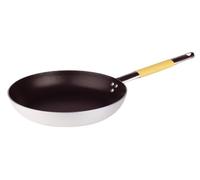 Pentole Agnelli Ligne Cookware System Poêle évasée Basse avec Manche Tubulaire INOX Cool, Jaune volaille 28 cm Argento/Giallo