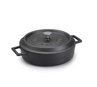 Pentole Agnelli Ligne Fonte slowcook Casserole Basse 24 cm Noir Opaque