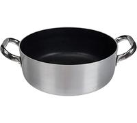 Pentole Agnelli Platinum Casserole Basse en Aluminium, avec 2 anses en Acier Inoxydable, Argent 24 cm Argent