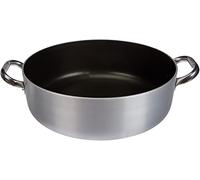 Pentole Agnelli Platinum Casserole Basse en Aluminium, avec 2 anses en Acier Inoxydable, Argent 32 cm Argent