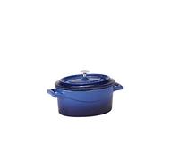 Pentole Agnelli Slowcook Casserole Ovale avec 2 poignées, en Fonte 0.4 litri Bleu