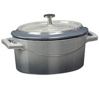 Pentole Agnelli Slowcook Casserole Ovale avec 2 poignées, en Fonte 0.4 litri Gris