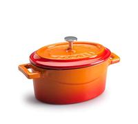 Pentole Agnelli Slowcook Casserole Ovale avec 2 poignées, en Fonte 0.4 litri Orange