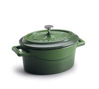 Pentole Agnelli Slowcook Casserole Ovale avec 2 poignées, en Fonte 0.4 litri Vert