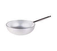 Pentole Agnelli Wok Radiant à Fond Plat en Aluminium, avec poignée en Acier Inoxydable - Argenté 32 cm Argent