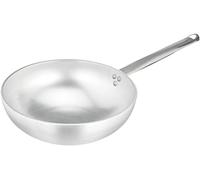 Pentole Agnelli Wok rayonnant, avec Fonds évasée, en Aluminium, avec Manche Tubulaire en Acier Inoxydable, Argent 28 cm Argent