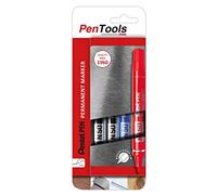 PenTools by Pentel Lot de 4 marqueurs permanents N50 - Pointe ogive robuste (ligne de 3 mm) pour marquage permanent - Couleurs assorties
