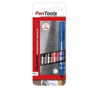 Pentel - Marqueur permanent N60 - Pointe biseautée robuste 1,5-7 mm - Lot de 4 couleurs assorties