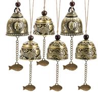 Peohud Lot de 6 Cloches Fengshui Vintage - Carillons à Vent Porte-Bonheur - Dragon Poisson Bouddha - pour Maison, Jardin, terrasse, Porte de Voiture ou décoration