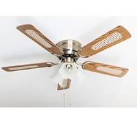 Pepeo 105420191 Ventilateur de Plafond, Métal, 44 W, Chêne/Noyer, 105 cm