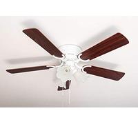 Pepeo Deluxe ceiling fan 105 cm white blade rosewood / dark walnut including lighting and pull switch, 105120192