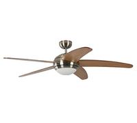 Pepeo Ventilateur de plafond Melton - Nickel/Érable, 132 cm, éclairage et télécommande
