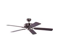 Pepeo Ventilateur de plafond sans éclairage Potkuri, argent patiné, pâles réversibles acajou / osier, 132 cm