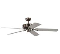 Pepeo Ventilateur de plafond sans éclairage Potkuri, argent patiné, pâles réversibles blanc / osier, 132 cm