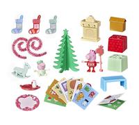 Peppa Pig Calendrier de l'Avent de Peppa et Evie, Compte à rebours Festif avec 24 Surprises, inclut 2 Figurines, Jouets préscolaires, dès 3 Ans