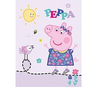 Peppa Pig Happy Tapis de chambre d'enfant antidérapant et anti-bruit Rose 100 x 133 cm Tapis de jeu pour fille Motif George Grampy Rabbit Maman Papa Mümmel Suzy Candy