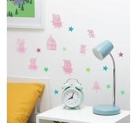 Peppa Pig Stickers muraux phosphorescents - Décoration de chambre à coucher sous licence officielle, comprend 200 étoiles, 6 personnages, fusée et maison, accessoires pour chambre de tout-petits |