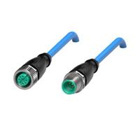 Pepperl+Fuchs Pepperl+Fuchs Câble de connexion V1-G-N-0,4M-PUR-V1-G bleu 2 pôles codé A Quantité:1