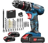 Perceuse à accumulateur - Perceuse à vis - Outil pour travaux de bricolage - Couple de 45 Nm - 21 volts - Couleur : bleu