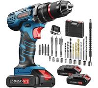 Perceuse à accumulateur - Perceuse à vis - Outil pour travaux de bricolage - Couple de 45 Nm - 21 volts - Couleur : bleu