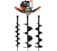Perceuse à auger à essence de 52cc, 2 temps. Perceuse à auger pour machine, appareil de forage, kit de forage pour poteaux avec 3 mèches. Moteur monocylindre, refroidissement par air, perceuse à essen