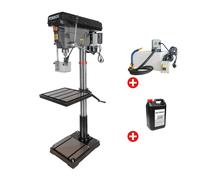 Perceuse à colonne professionnelle jusque ø 32 mm CM4 1,5 kW 230V avec système de refroidissement et bidon de 5L d'huile Torros DF34M PACK COOL