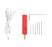 Perceuse à main USB 18 W DC 5 V/ stylo électrique léger pour bois, plastique, papier, aluminium/outil de polissage portable avec embouts (rouge)