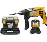 Perceuse à percussion 1050W + Coffret 50 pièces Forets et embouts + Boite à outils 18" VITO