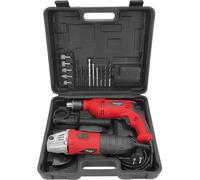 Perceuse à percussion 500W + Meuleuse 500W + Mallette 17 accessoires ITOOLS