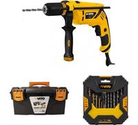 Perceuse à percussion 600W + Coffret à outils 50 pièces + Boîte à outils VITO