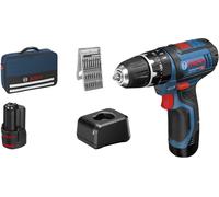 Perceuse à percussion BOSCH PROFESSIONAL GSB 12V-15 - 2 batteries 2,0 Ah - 25 accessoires - Sac inclus