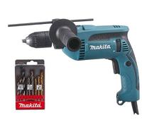 Perceuse à percussion MAKITA Ø 13 mm 680W + Coffret de forêts OFFERTS - HP1641K1X