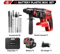 Perceuse à percussion - Marteau-piqueur - Moteur sans balais - 4 fonctions - Fonctionnement sur batterie - 21 V - Coffret avec 2 batteries