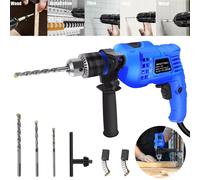 Perceuse à percussion - Perceuse à percussion électrique - Fonctionnement sur secteur - Poignée rotative à 360° - Adaptée pour l'acier, la maçonnerie, le béton et le bois - Prise européenne - Sans bat