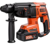 Perceuse à percussion sans fil 20 V sans balais, marteau rotatif lithium-ion 1,1 pouce, kit d'outils électriques légers SDS-Plus avec batterie et chargeur, 4 fonctions, 1 200 tr/min, 5 300 coups/min