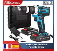 Perceuse à percussion sans fil 21 V, visseuse électrique, marteau perforateur électrique, mini perceuse sans fil, outils électriques à batterie lithium-ion 2 Battery