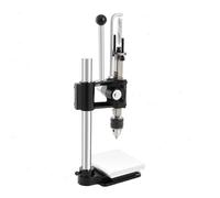 Perceuse à poinçon pour cuir - Mini-presse manuelle - Fonte - Mandrin de perçage de 1,5 à 13 mm - Réglage de la hauteur de 0 à 16 cm - Plaque graduée et tapis - Argent