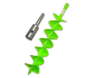Perceuse à tarière de 150 mm à double spirale, adaptateur SDS Plus pour la construction de clôtures. Lames en carbure de tungstène, réaffûtables, longueur totale de 80 cm, longueur de travail de 60 cm