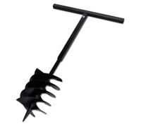 Perceuse à tarière de 200 mm - Perceuse manuelle pour jardin - Foret à 3 spirales avec rallonge en acier - 8 rallonges - Poignée en tissu - Couleur vert armée