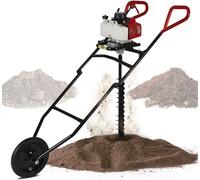 Perceuse à tarière pour sol, perceuse pour trous profonds, moteur 2 temps, 63cc. Perceuse pour trous profonds, chariot de forage de pieux, perceuse pour sol. Pliable, avec une mèche de 80 mm, e pour f