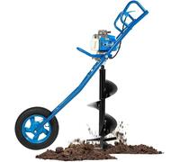 Perceuse à terre à essence 63cc, 2 temps, 3 chevaux, avec chariot de transport et foret de 30 cm. Perceuse à terre à essence, 8800 tr/min, idéale pour le jardin, l'agriculture et la construction de cl