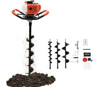 Perceuse à terre essence 52cc, 1700W, avec forets de 100/150/200mm, lunettes de protection, moteur 2 temps, enfonceur de pieux professionnel, perceuse à terre pour jardin, perceuse à terre pour verger